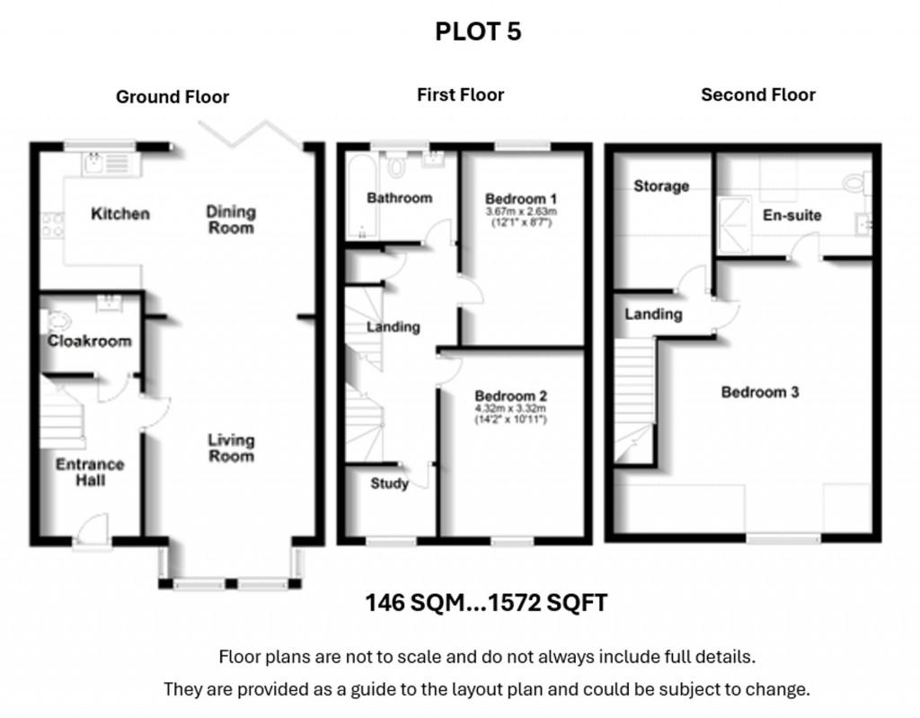 Floorplans For NEW HOME- Plot 5 Greenway Drive, Firsby Avenue, Shirley